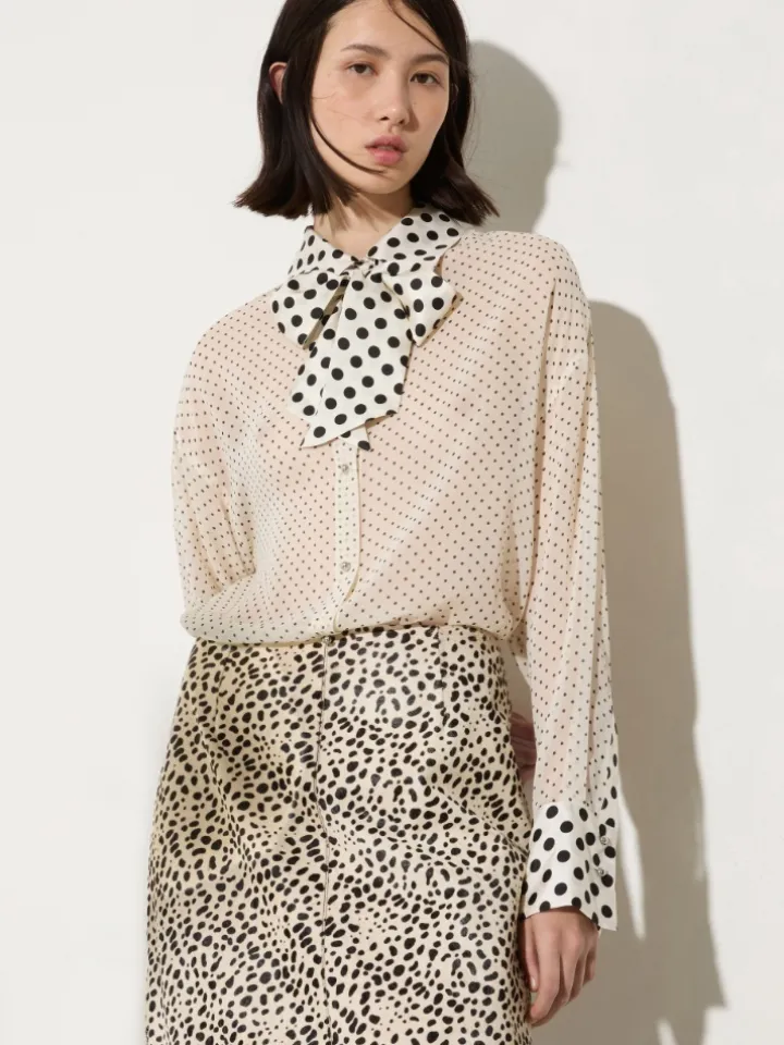 Polka-dot silk-georgette shirt - white
