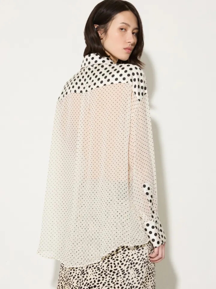 Polka-dot silk-georgette shirt - white