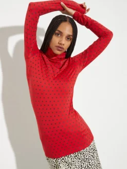 Polka-dot T-shirt with gloves - red