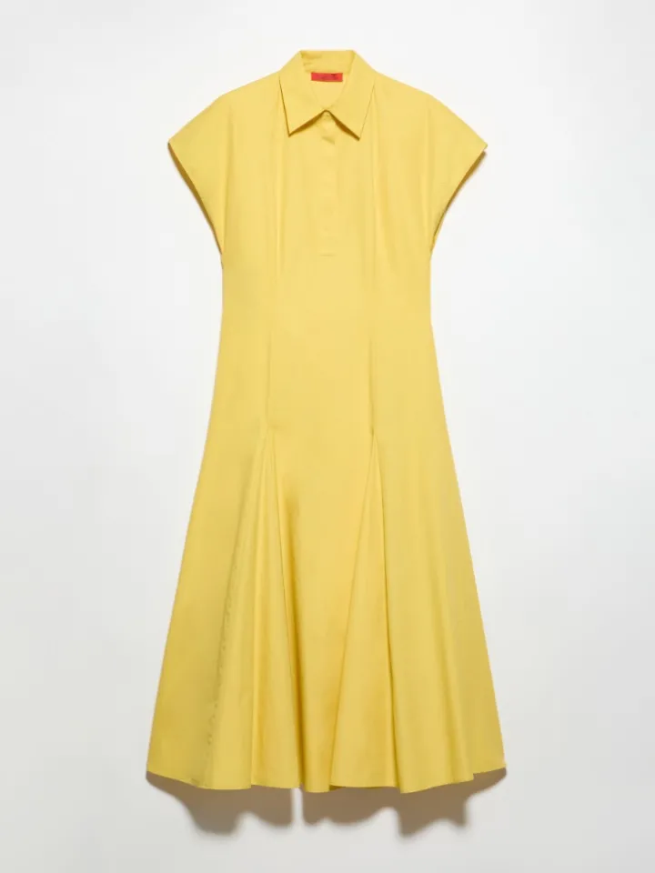 Poplin fit-and-flare dress - light yellow