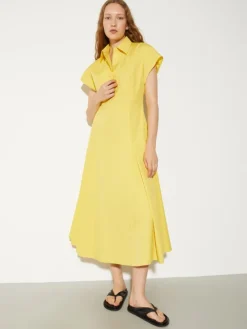 Poplin fit-and-flare dress - light yellow