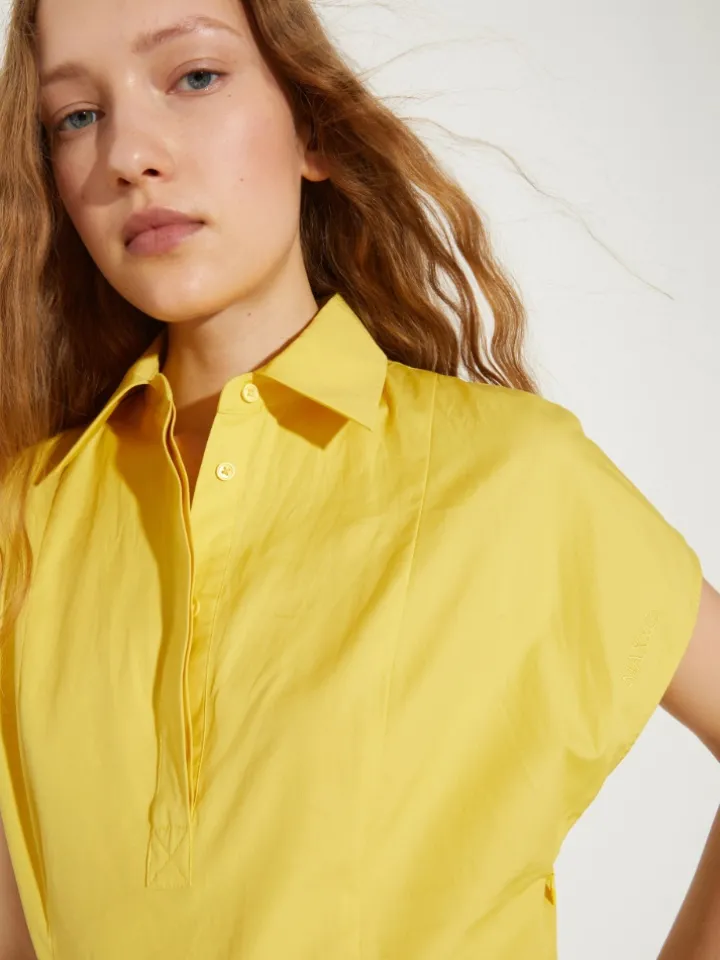 Poplin fit-and-flare dress - light yellow