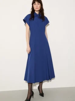 Poplin fit-and-flare dress - navy
