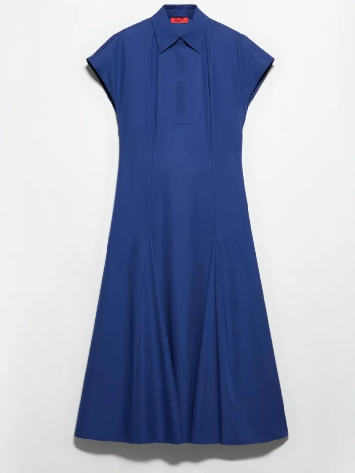 Poplin fit-and-flare dress - navy