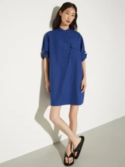 Poplin tunic dress - navy
