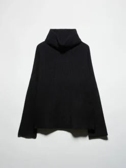 Pure cashmere polo neck - black