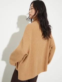Pure cashmere polo neck - camel