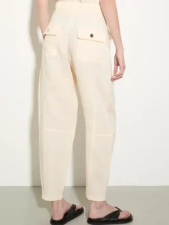 Pure linen barrel-leg trousers - milk