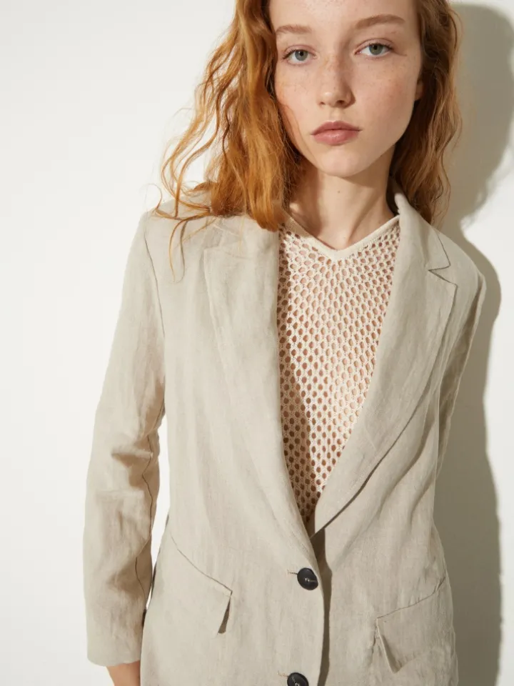 Pure linen blazer - off-white