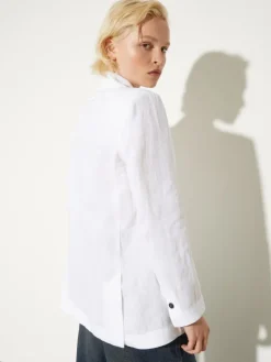 Pure linen blazer - white