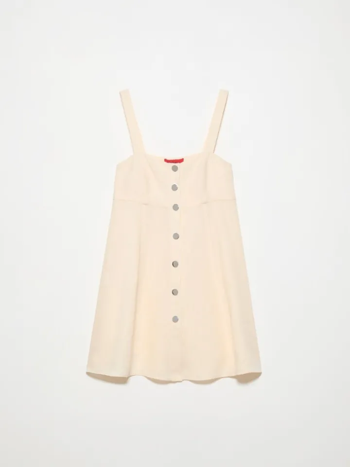 Pure linen fit & flare top - milk