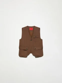 Pure linen gilet - coffee
