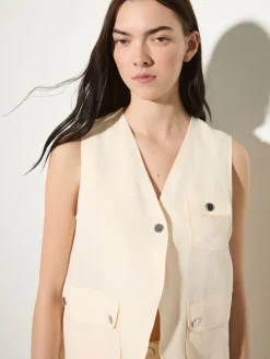 Pure linen gilet - milk