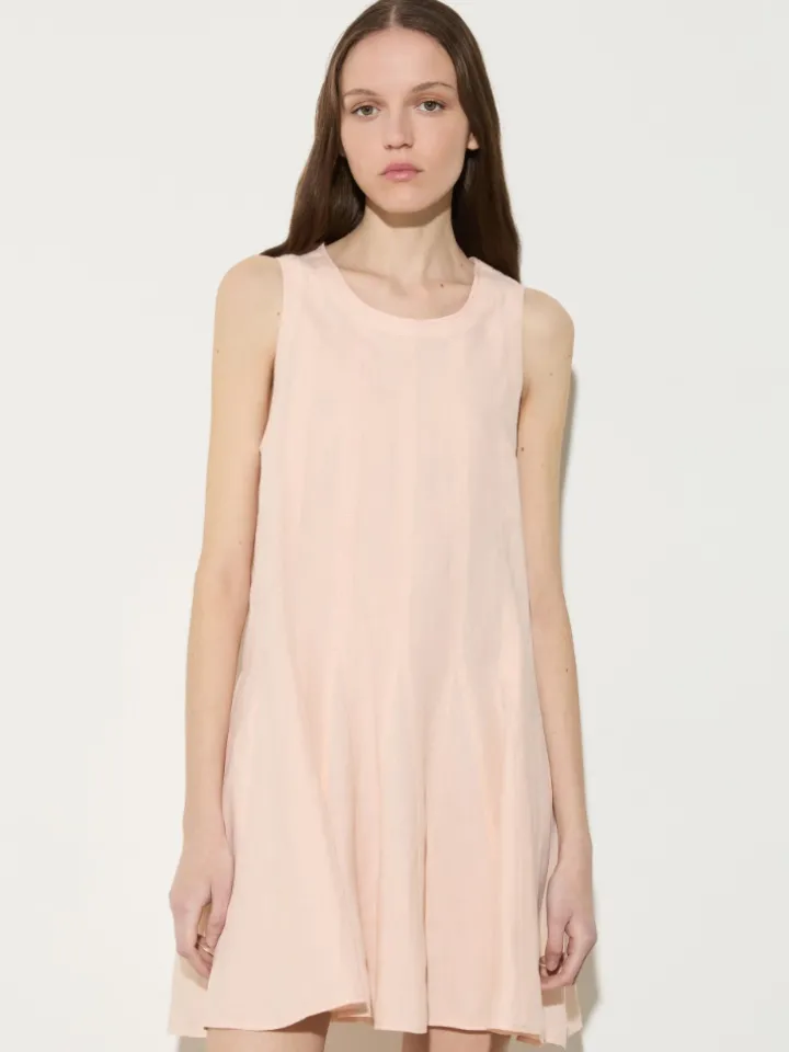 Pure linen mini dress - powder