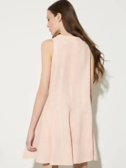 Pure linen mini dress - powder