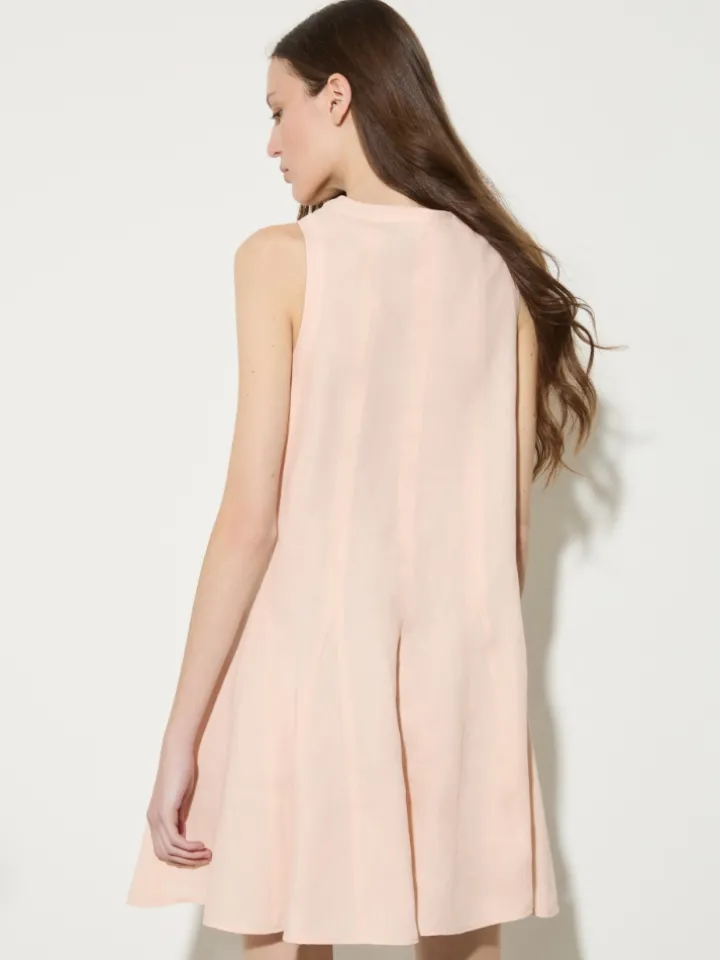 Pure linen mini dress - powder