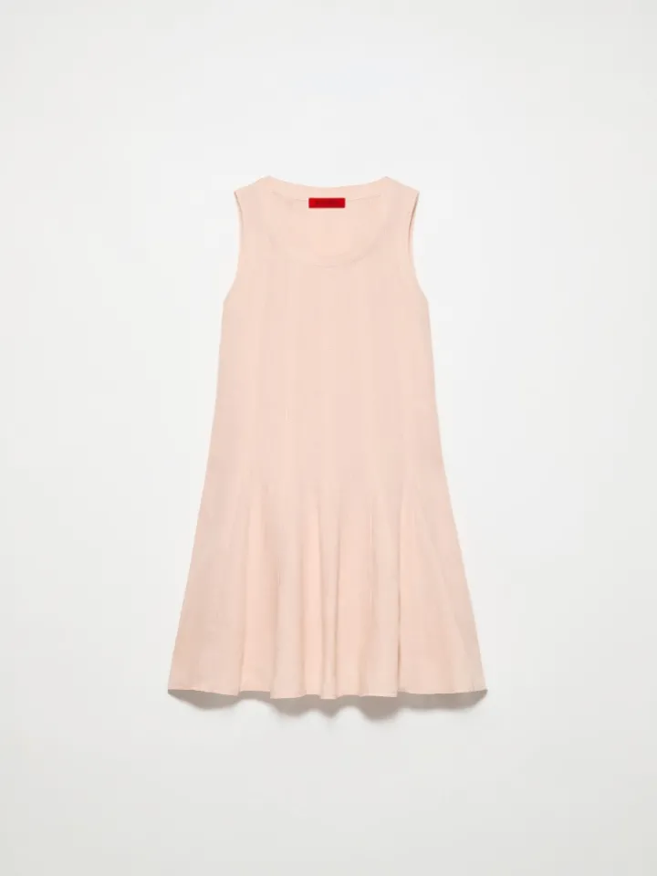 Pure linen mini dress - powder