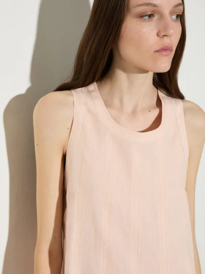 Pure linen mini dress - powder