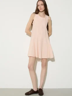 Pure linen mini dress - powder