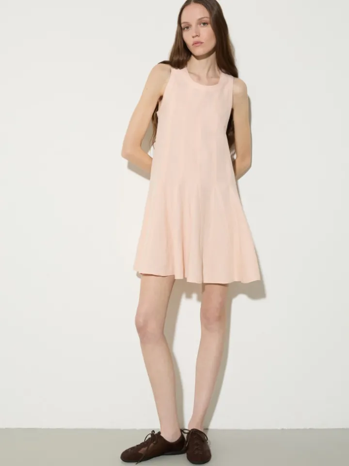 Pure linen mini dress - powder