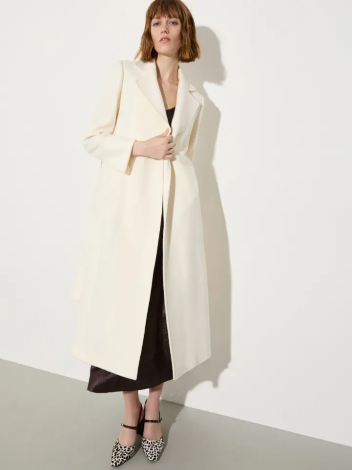 Purelong wool-drap midi coat - ivory