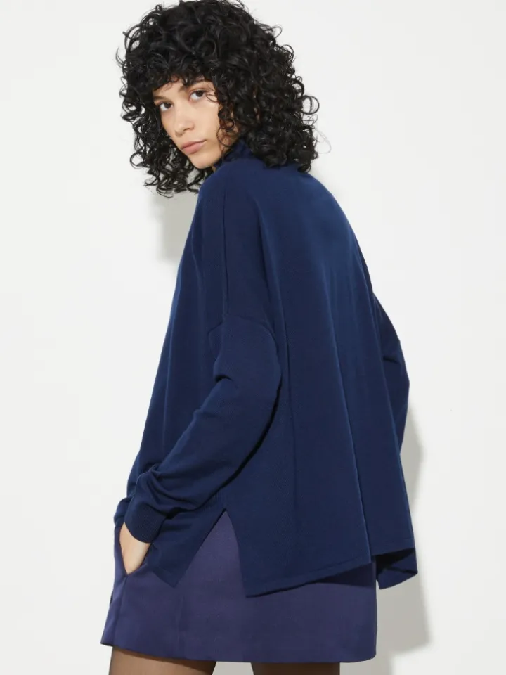 Pure Merino wool polo neck - navy