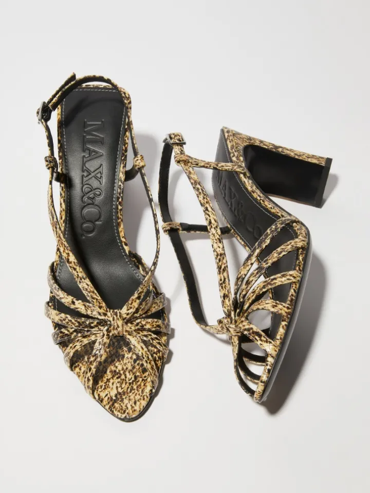 Python-print leather sandals - brown