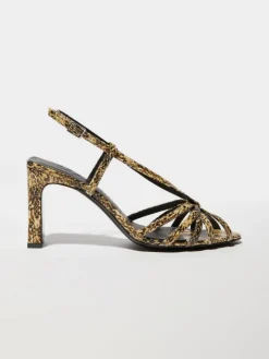 Python-print leather sandals - brown