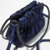 Rhinestone-embellished satin bag - navy