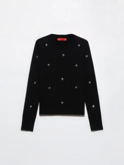 Rhinestone-embroidered jumper - black