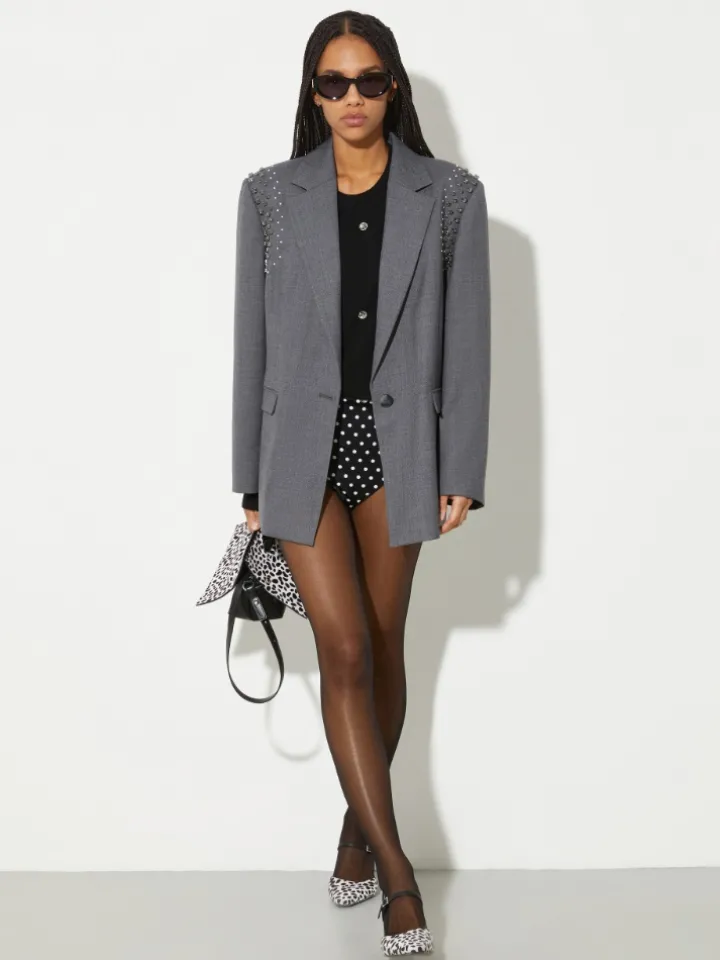 Rhinestone grisaille blazer - grey