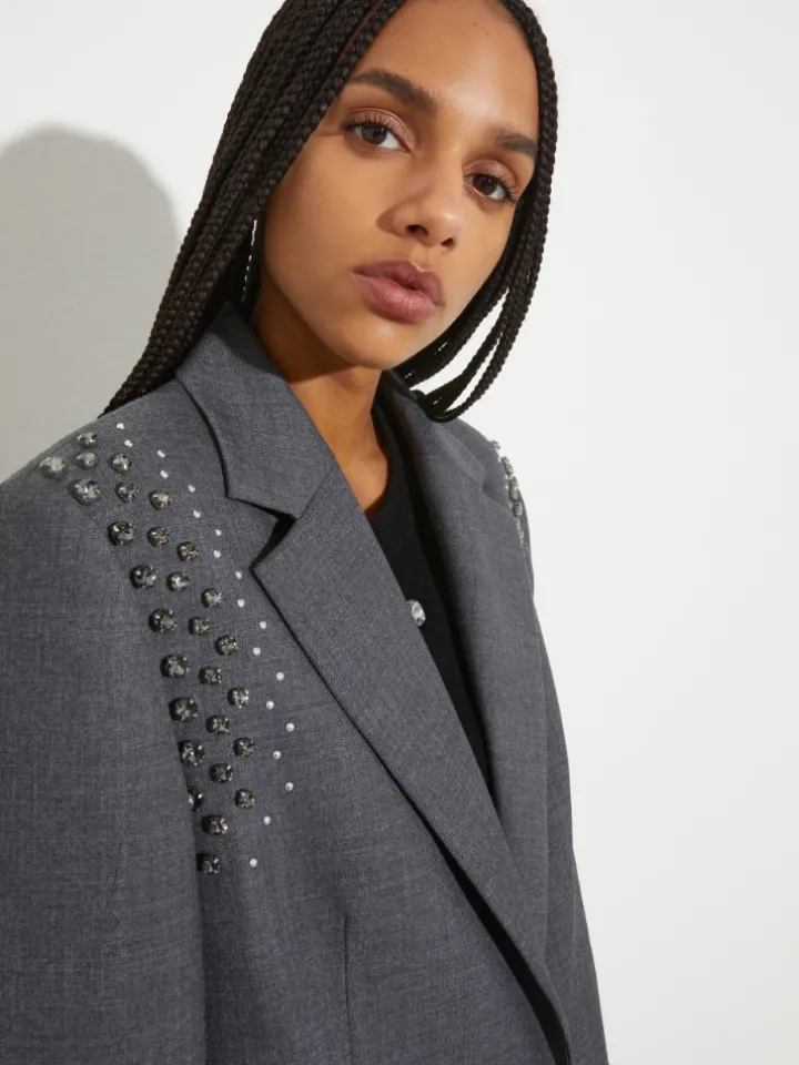Rhinestone grisaille blazer - grey