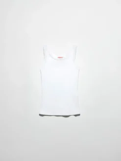 Ribbed cotton tank top - optical white