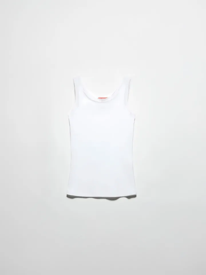 Ribbed cotton tank top - optical white