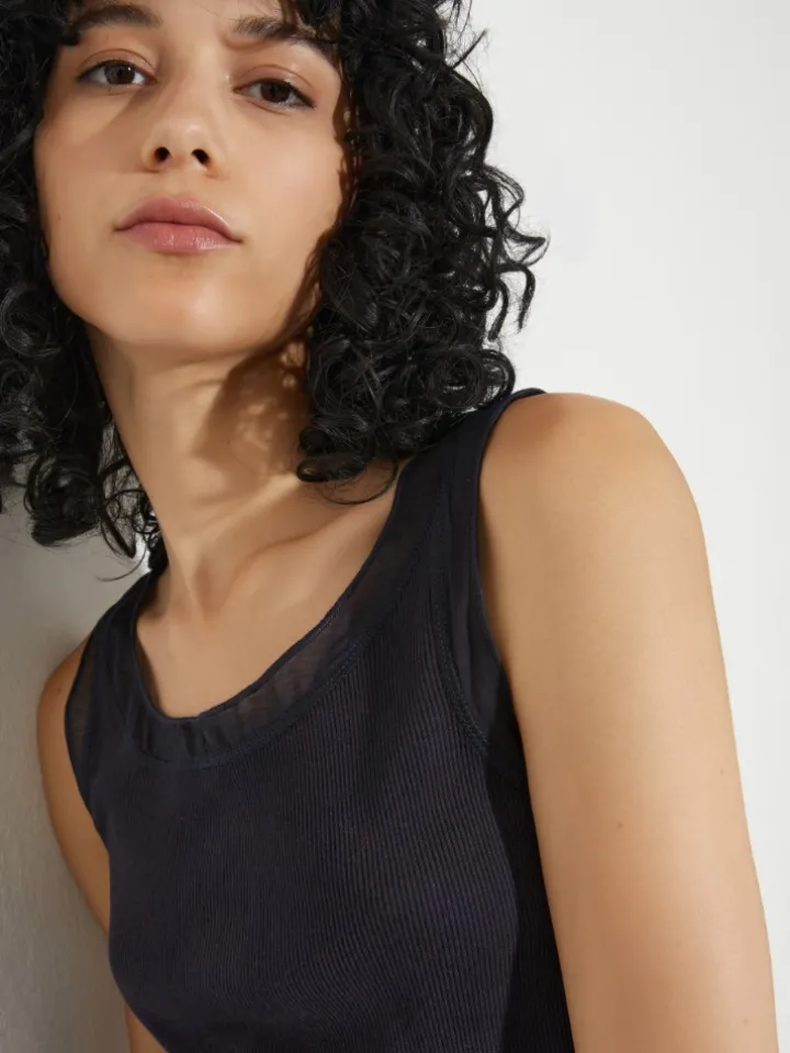 Ribbed cotton tank top - ultramarine
