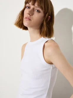 Ribbed cotton vest top - optical white