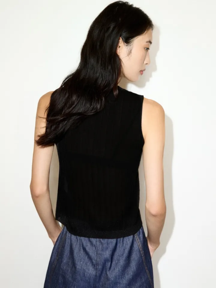 Ribbed knitted top - black