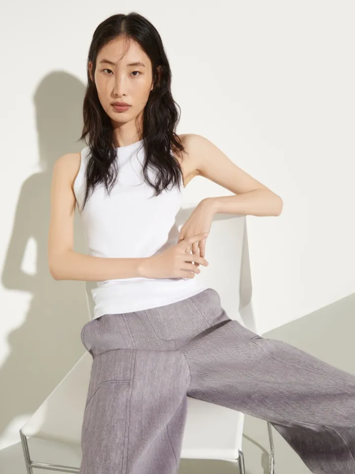 Rib-knit cotton tank top - optical white