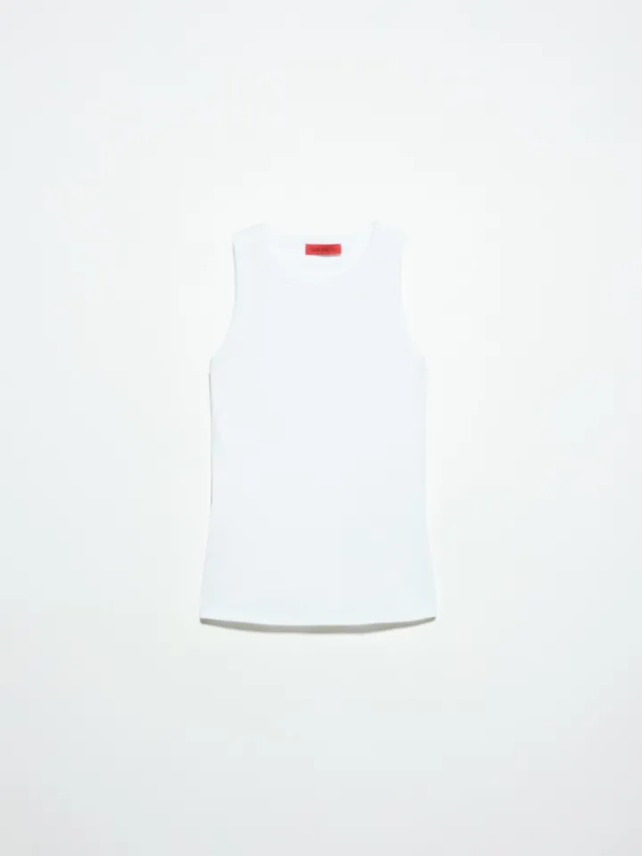 Rib-knit cotton tank top - optical white