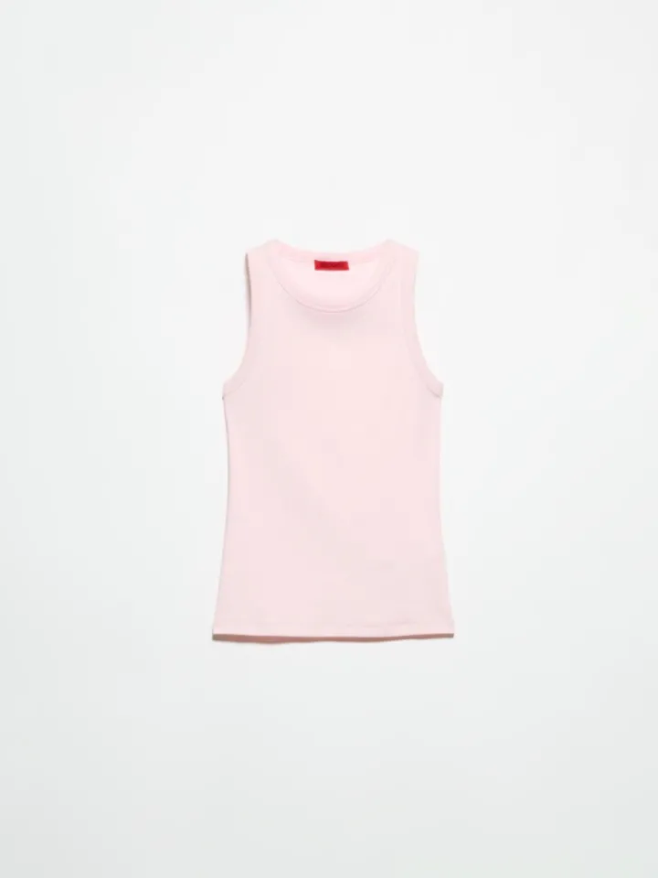 Rib-knit cotton tank top - pink