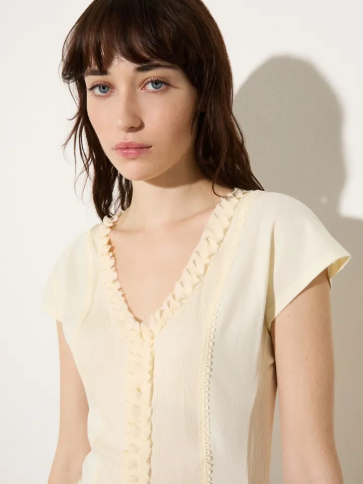 Ruched jersey top - vanilla