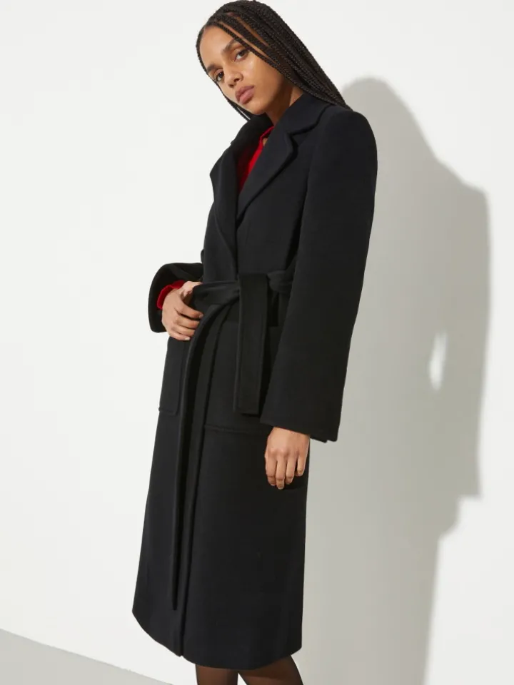 Runaway coat in drap - black