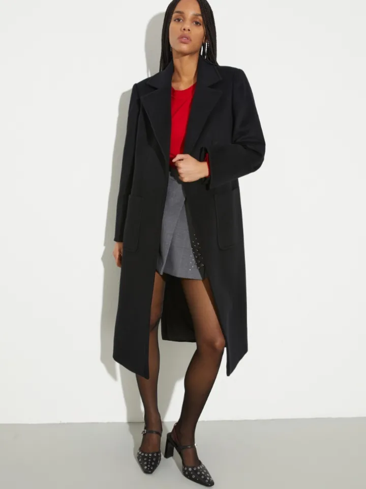 Runaway coat in drap - black
