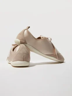 Satin and suede sneakers - nudo