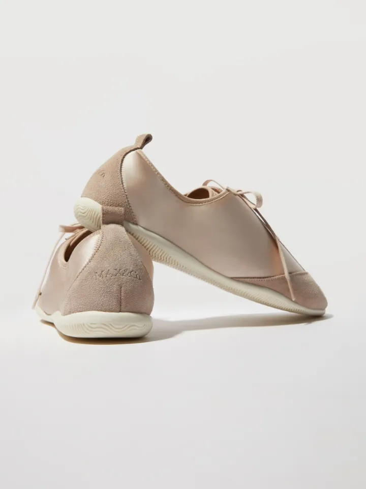 Satin and suede sneakers - nudo