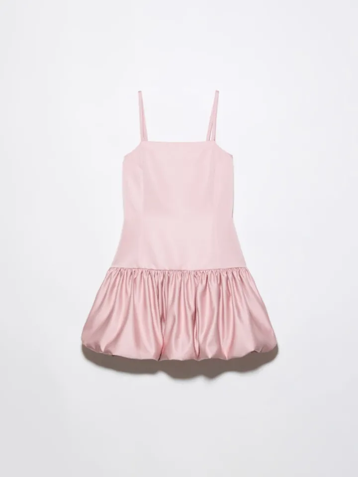 Satin balloon hem mini dress - pink