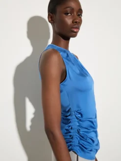 Satin top with draping - avio
