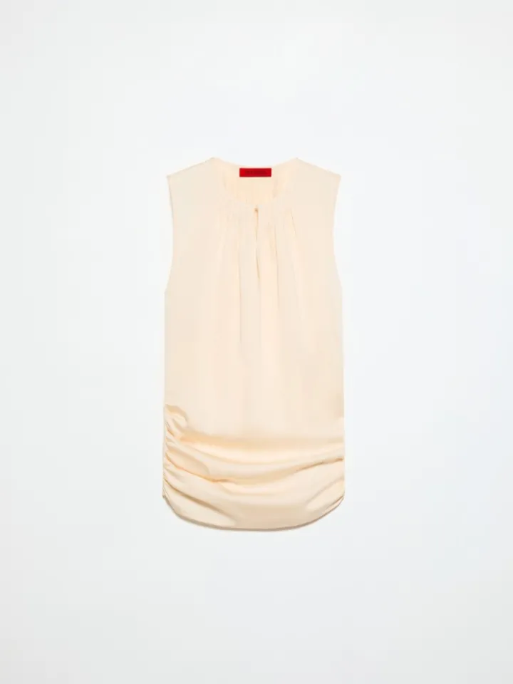Satin top with draping - straw