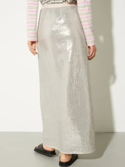 Sequinned tulle skirt - powder