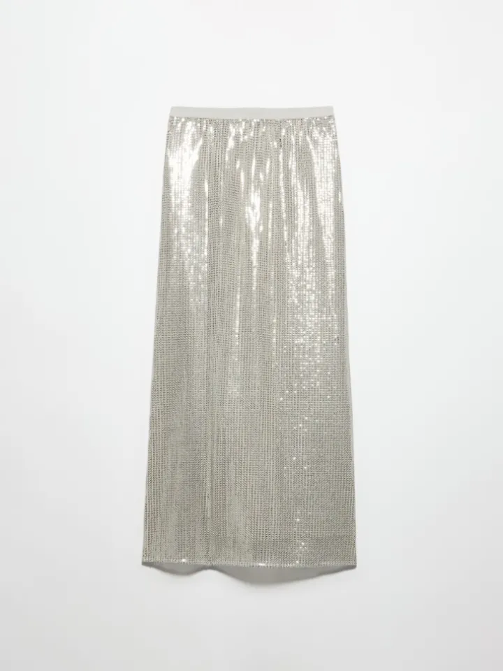 Sequinned tulle skirt - powder